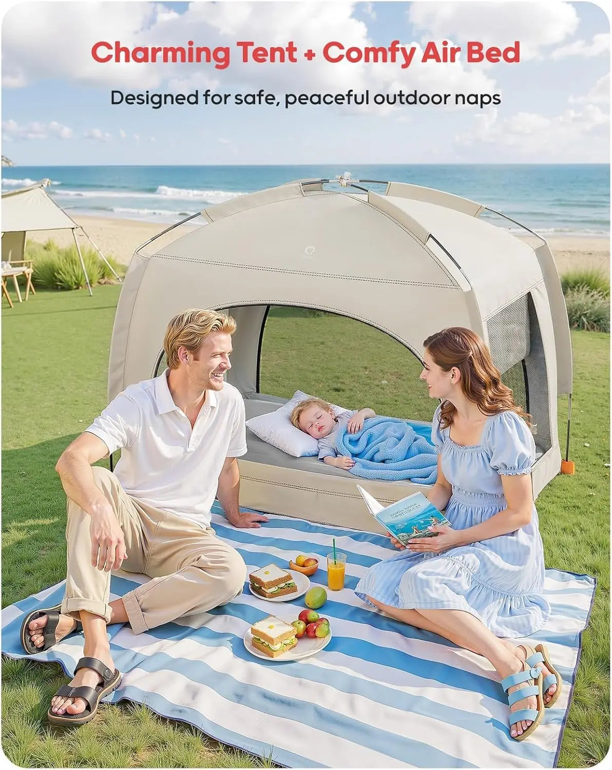 Inflatable Toddler Travel Bed with Tent - Portable Air Mattress for Kids, Indoor & Outdoor Use Ages 3+