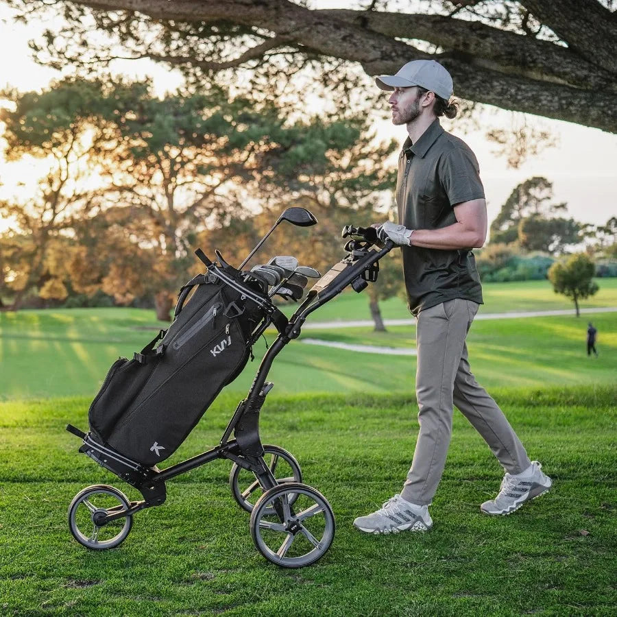 3 Wheel Golf Push Cart Ultra Lightweight Smallest Folding Size New-Version Scorecard Holder