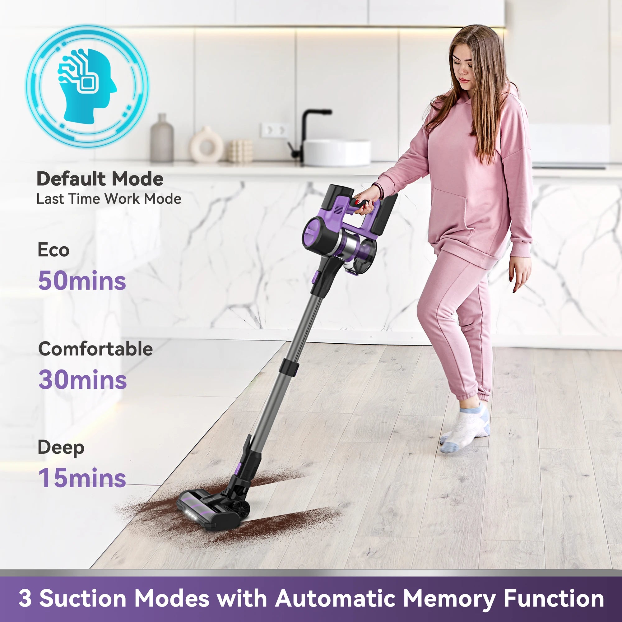 INSE S10P Cordless Vacuum Cleaner, 6-in-1 Stick Vacuum with 26Kpa 350W Suction, Rechargeable Vacuum Cleaners for Home