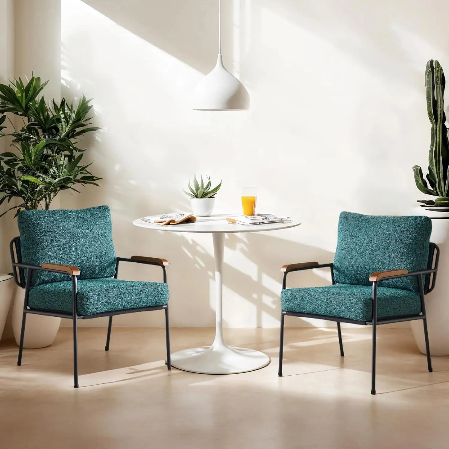 Mid-Century Modern Accent Armchiars Set of 2 for Small Space, Small Comfy Upholstered Leisure Reading Chairs, Customized