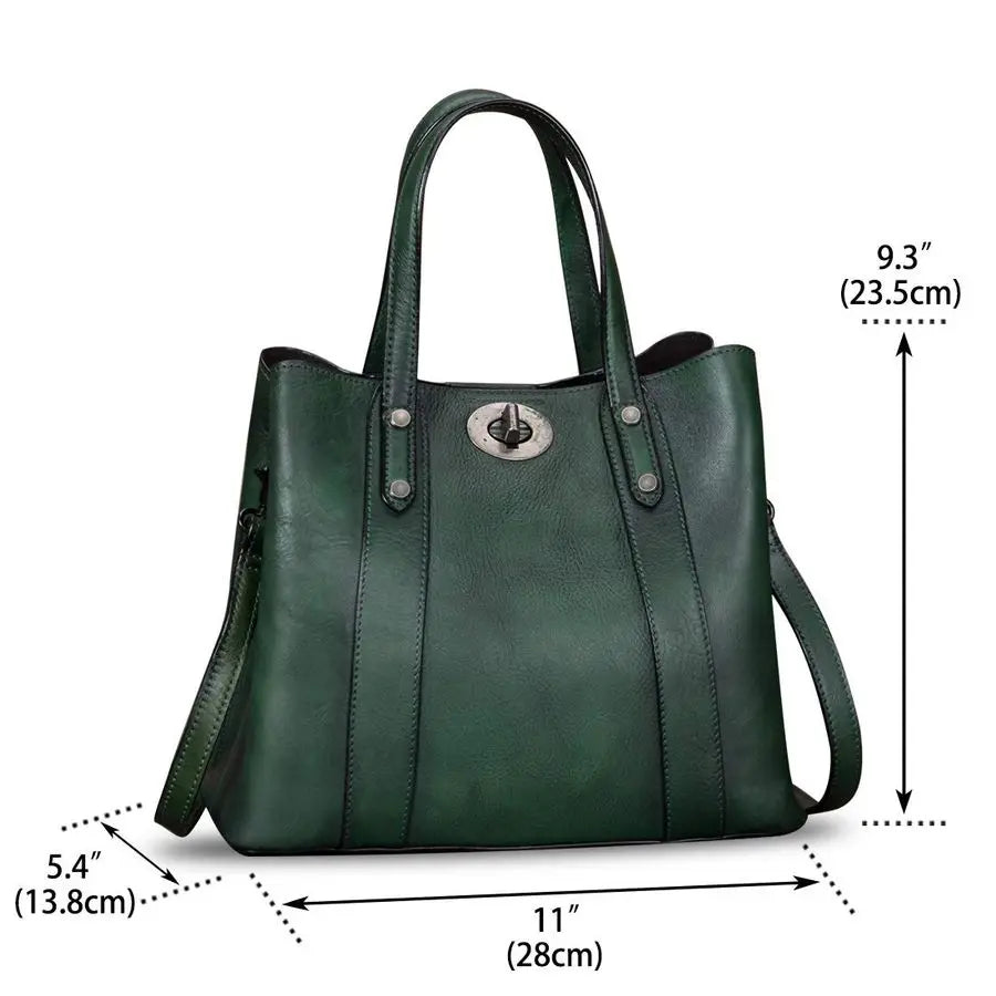 Leather Handbags for Women Satchel Purses Vintage Handmade Shoulder Bag Cowhide Top Handle Handbag Totes