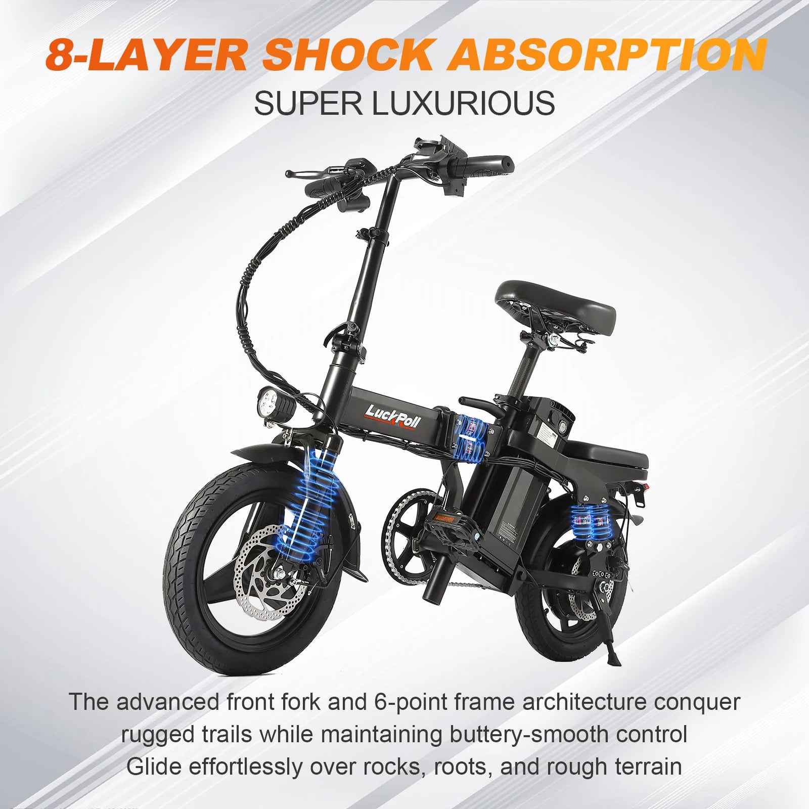 Foldable Ebike for Adults, 2000W/1000W, 40/28MPH, 52V 25Ah, 48V 15Ah, 60-80 Miles Range 14" Commuter Adult Electric Bicycle