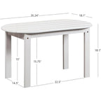 White Jayde Adirondack Style Coffee Table, 18.11 Depth x 35.24 Width x 18.11 Height
