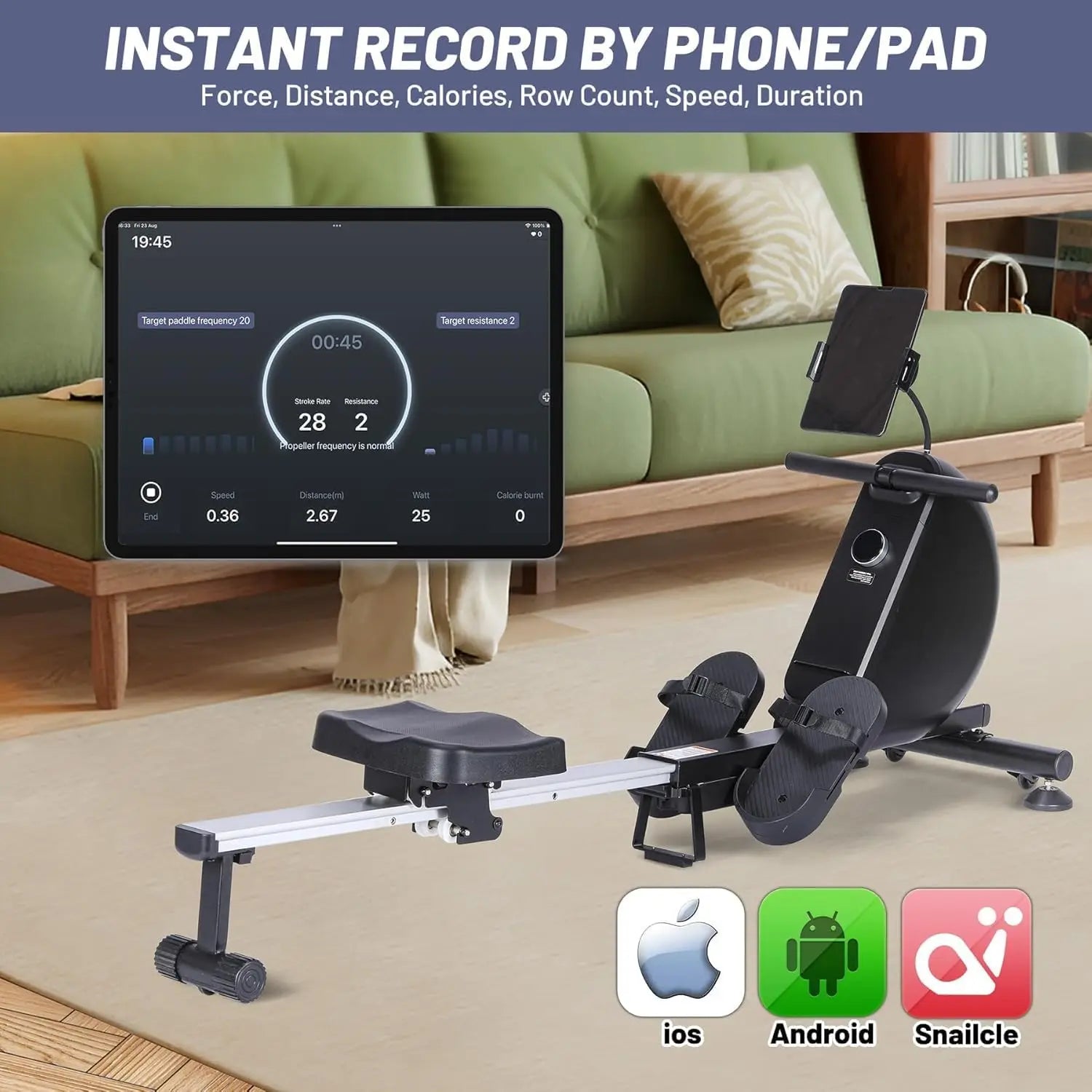 Rowing Machines for Home - Magnetic/Water Rowing Machine with Upgrade 16 Resistance Levels, 350 Lb Weight Capacity