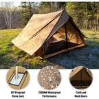 Camping Hot Tent Cabin Tent, Chalet 70 Series Portable Wall Tents with Stove Jack and Two Poles for 2-3 Person Hiking