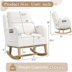 Rocking Glider Chair for Nursery, Wingback Accent Rocker Chair Upholstered Tall Back Arm Chair w/Side Pockets, Modern Leisure Si