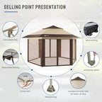 CROWN SHADES 13x13 Pop up Gazebo with Mosquito Nettings, Patented Center Lock 6-Sided Portable Gazebo, 300D Silver-Coated Fabric