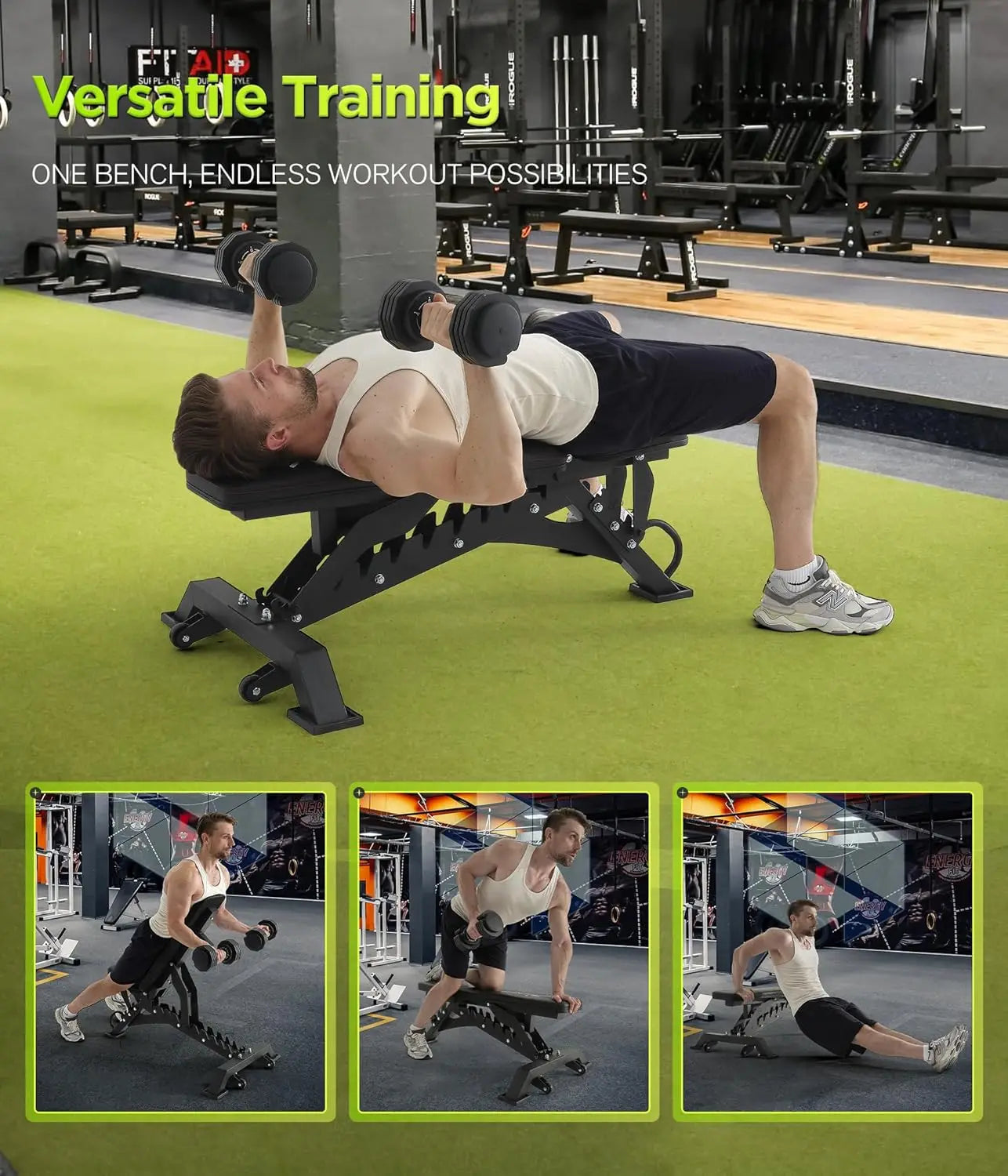 Heavy Duty Weight Bench 1000LB Capacity Adjustable FID Workout Bench Weight Lifting Bench Press for Gym and Home Gym