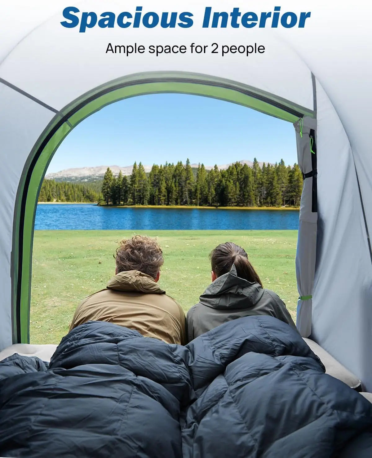 Waterproof Double Layer Truck Bed Tent for 2 Person, Fits 5.5-5.8 ft Pickup Trucks, Portable Camping Gear - Green
