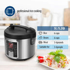 Electric rice cooker (12 digital cooking programs) (5.2Qt) with large capacity. 24-hour preset and instant insulation