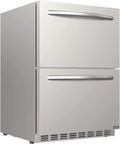 HCK 24 Inch Under Counter Refrigerator, Outdoor Refrigerator with Double Drawer for Patio & Kitchen, Weatherproof Outdoor Fridge
