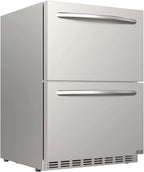 HCK 24 Inch Under Counter Refrigerator, Outdoor Refrigerator with Double Drawer for Patio & Kitchen, Weatherproof Outdoor Fridge