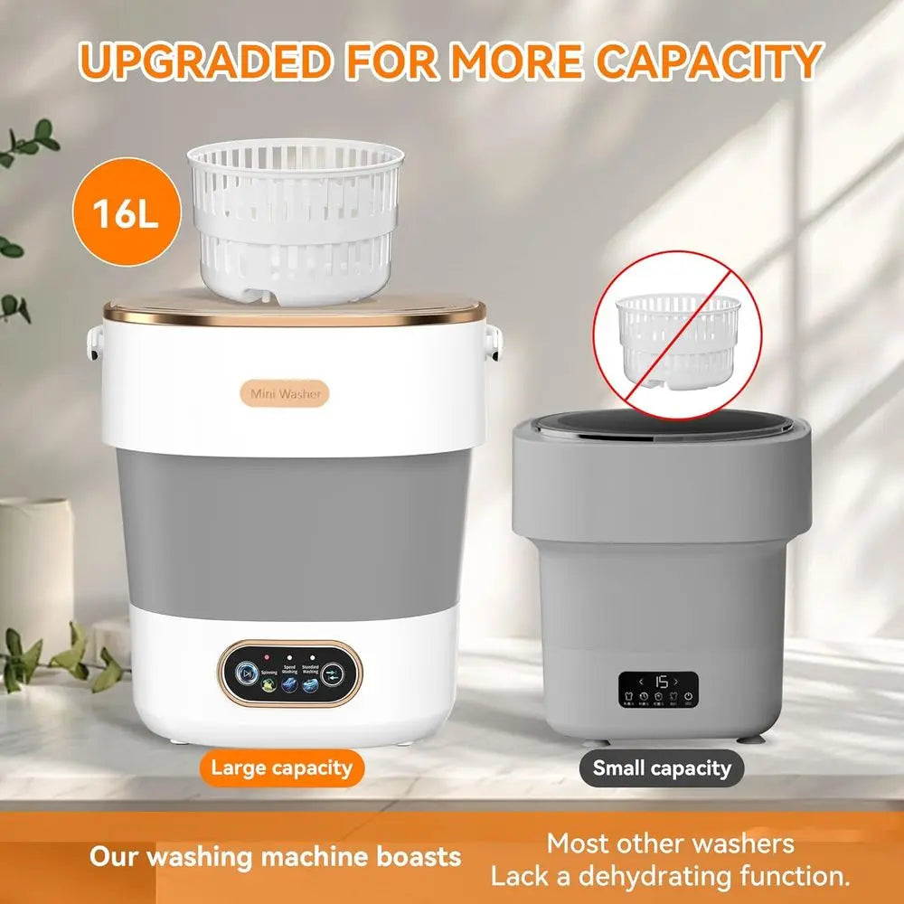 Portable Washing Machine, Mini Washer and Spin-Dryer with Hanging, 16L Capacity for Small Laundry, Ideal for Underwear, Baby Clo