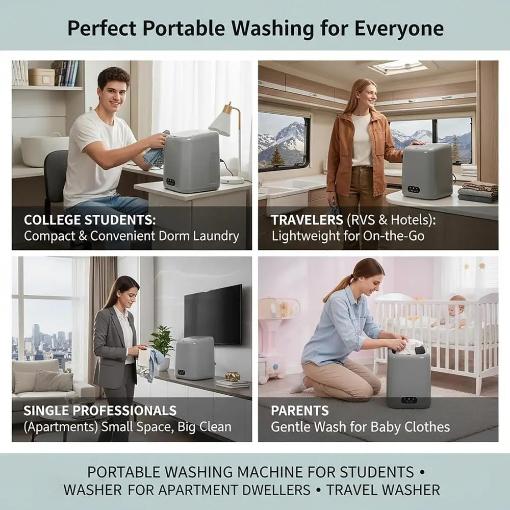 Portable Washing Machine, Mini Compact Washer & Dryer Combo, Small Countertop Laundry for Apartments & RVs, Hand Wash Clothes