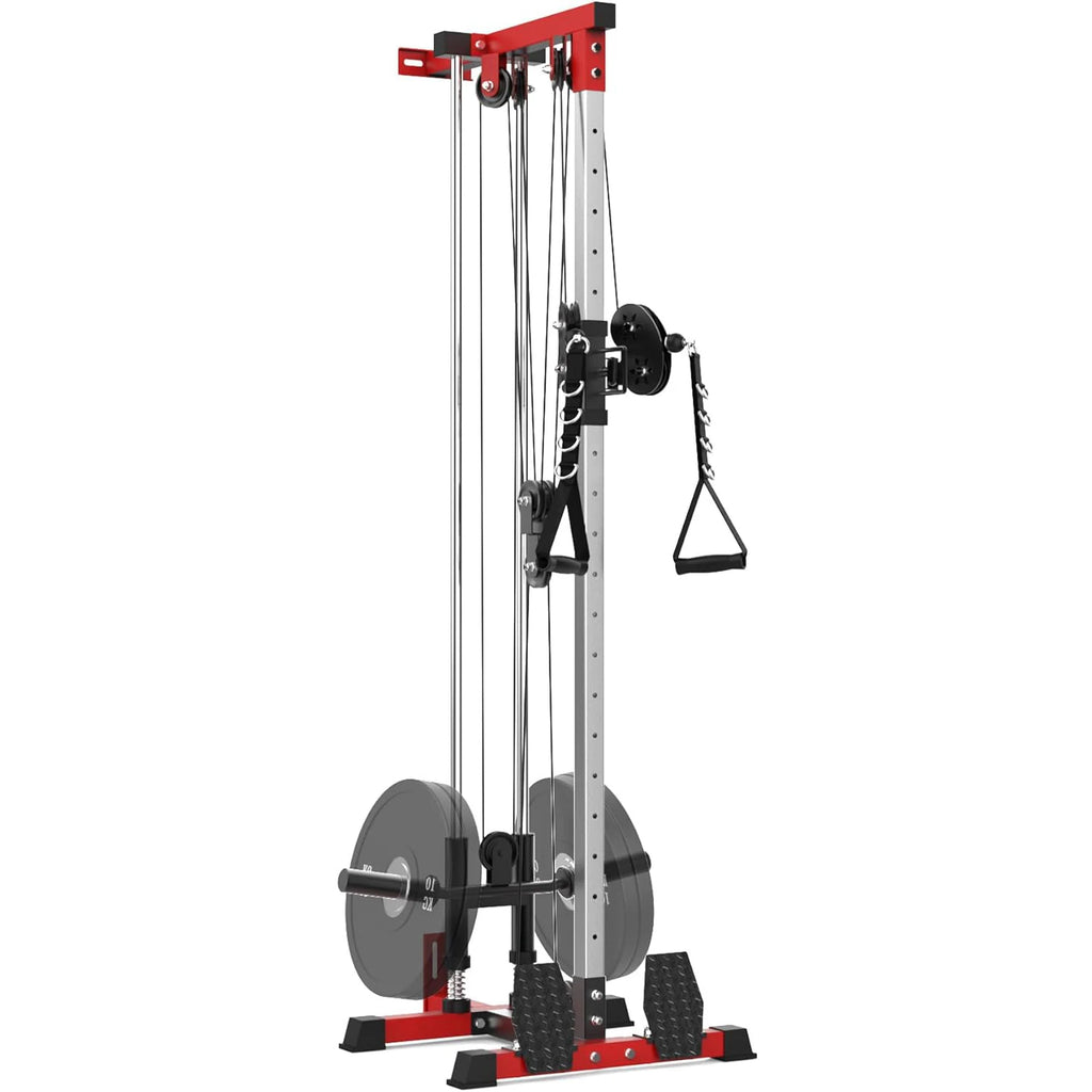 Wall Mount Cable Machine LAT Pulldown with 20-Position Adjustable Pulley System High & Low Pulley for Home Gym