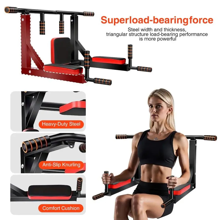 WallMounted PullUp Bar HeavyDuty Indoor Horizontal Bar for Home Gym, ChinUp, Punching Bag, and Exercise Equipment Adjustable amp