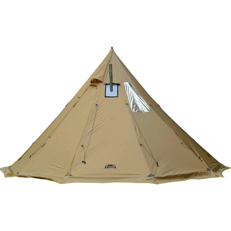 4~6 Person Tipi Hot Tent T3 XL with Screen Window Hght 8' 6" 2.6m Diameter 15' 4.6m for Wood Buring Stove Bushcraft Family Camp
