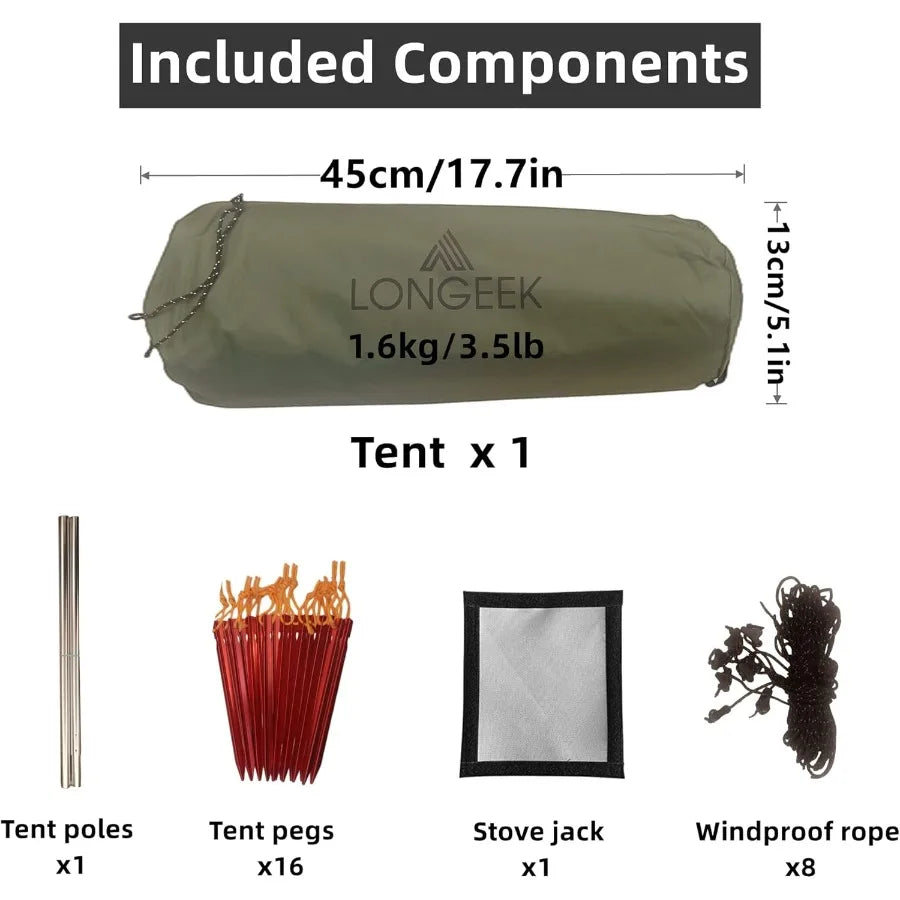 2-4 Person Camping Tent for 4 Seasons Backpacking Ultralight Easy Up Hot Teepee Design with Superior Weather Resistance and Rap