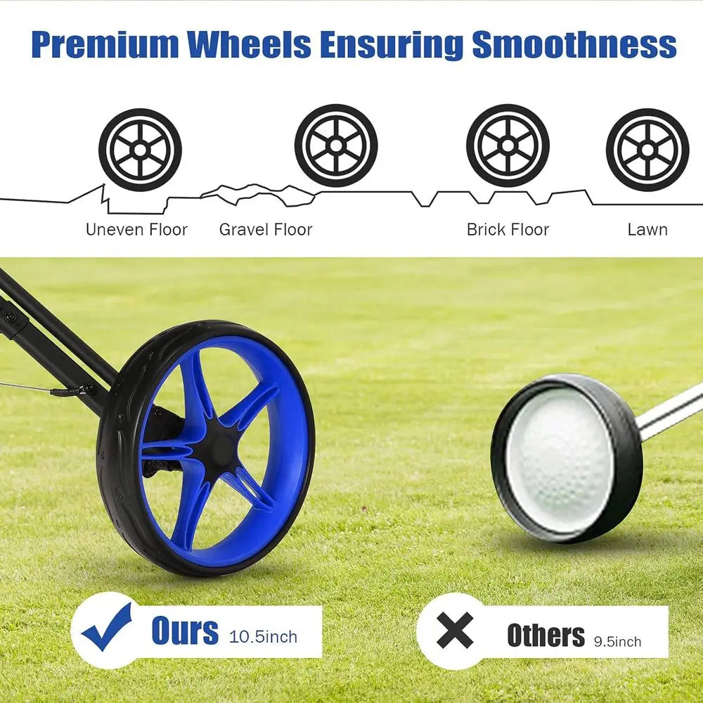 Adjustable 3-Wheel Folding Golf Trolley for Clubs with Swivel Front Wheel and Compact Design