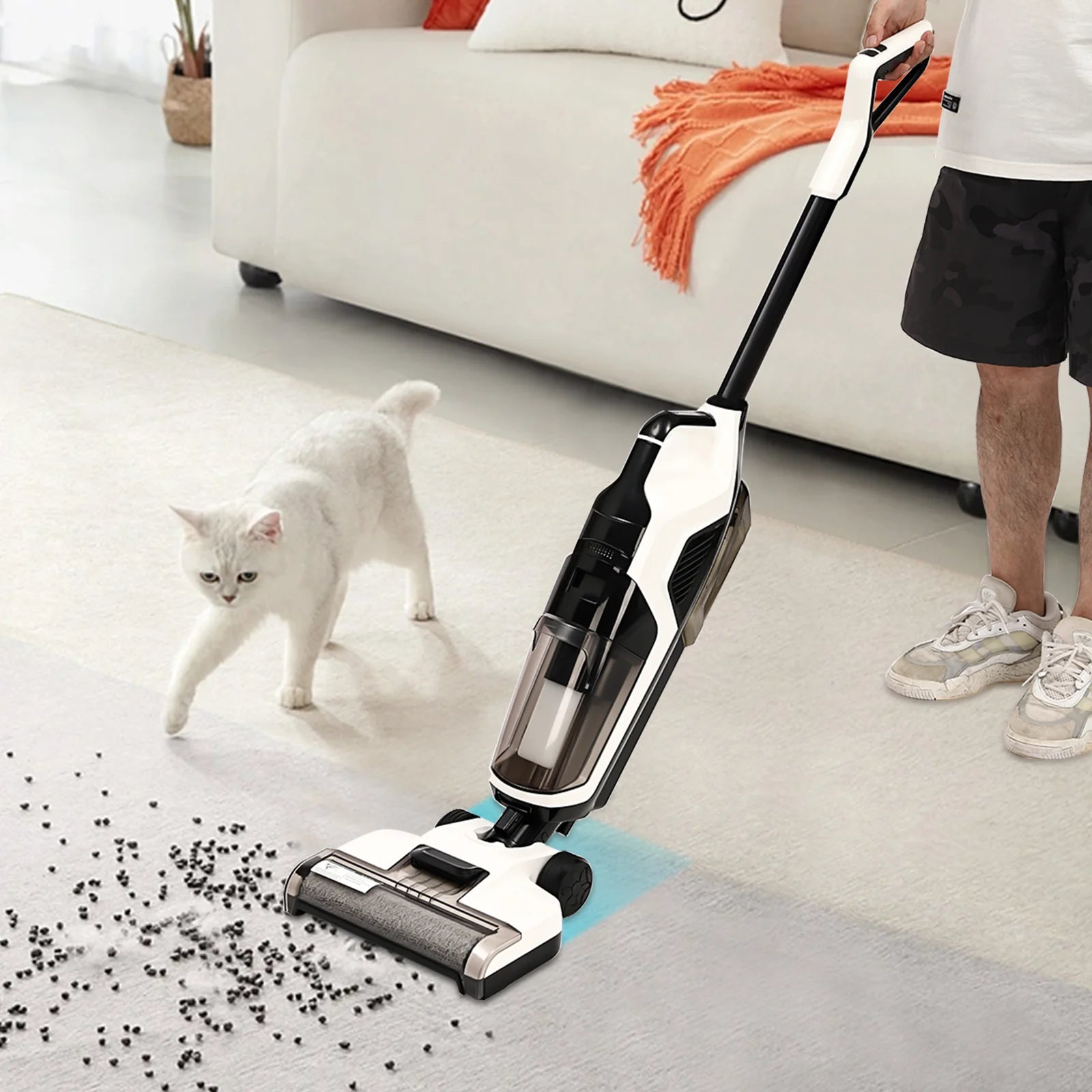 Push-Type Vacuum Cleaning Drag-Cleaning Machine 35w Duration 60min Us Plug Abs 0.8l 0.72l Tanks H13 Filte