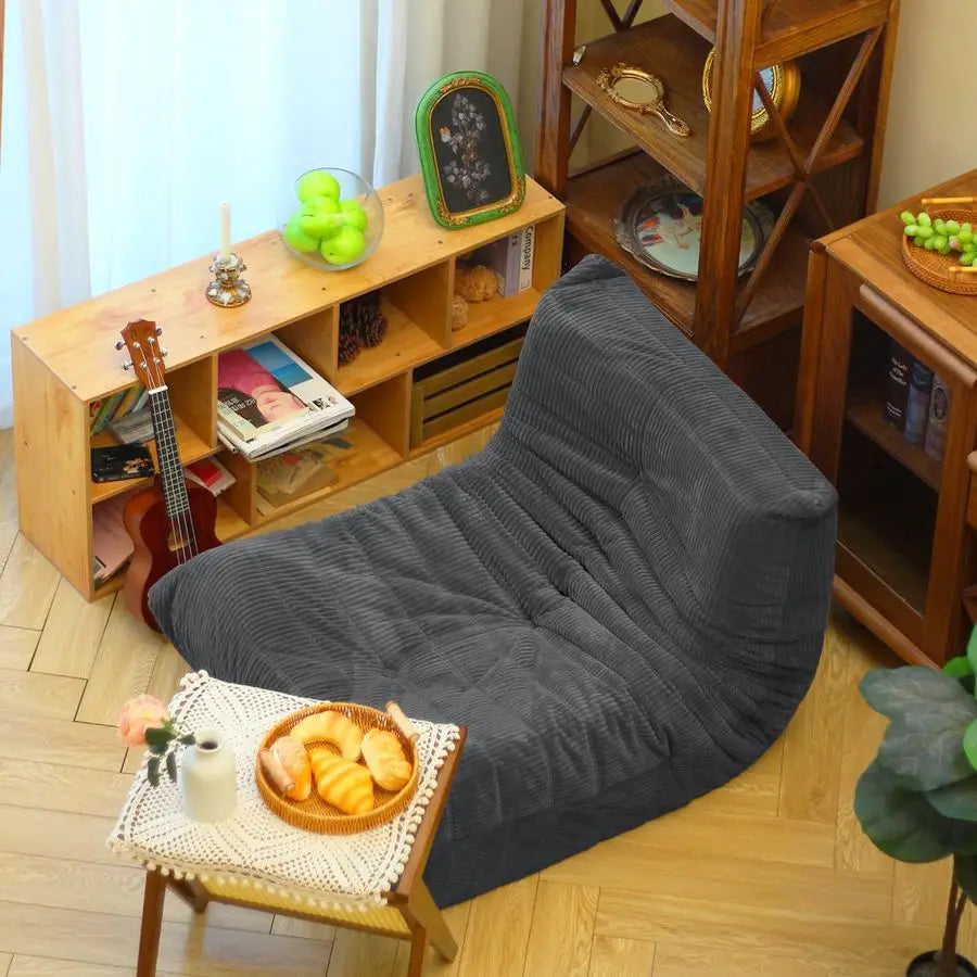 Fireside Floor Sofa MidCentury Modern Armless Lounge Chair with Premium Soft Corduroy Fabric, Plush Foam Cushion Accent Chair fo