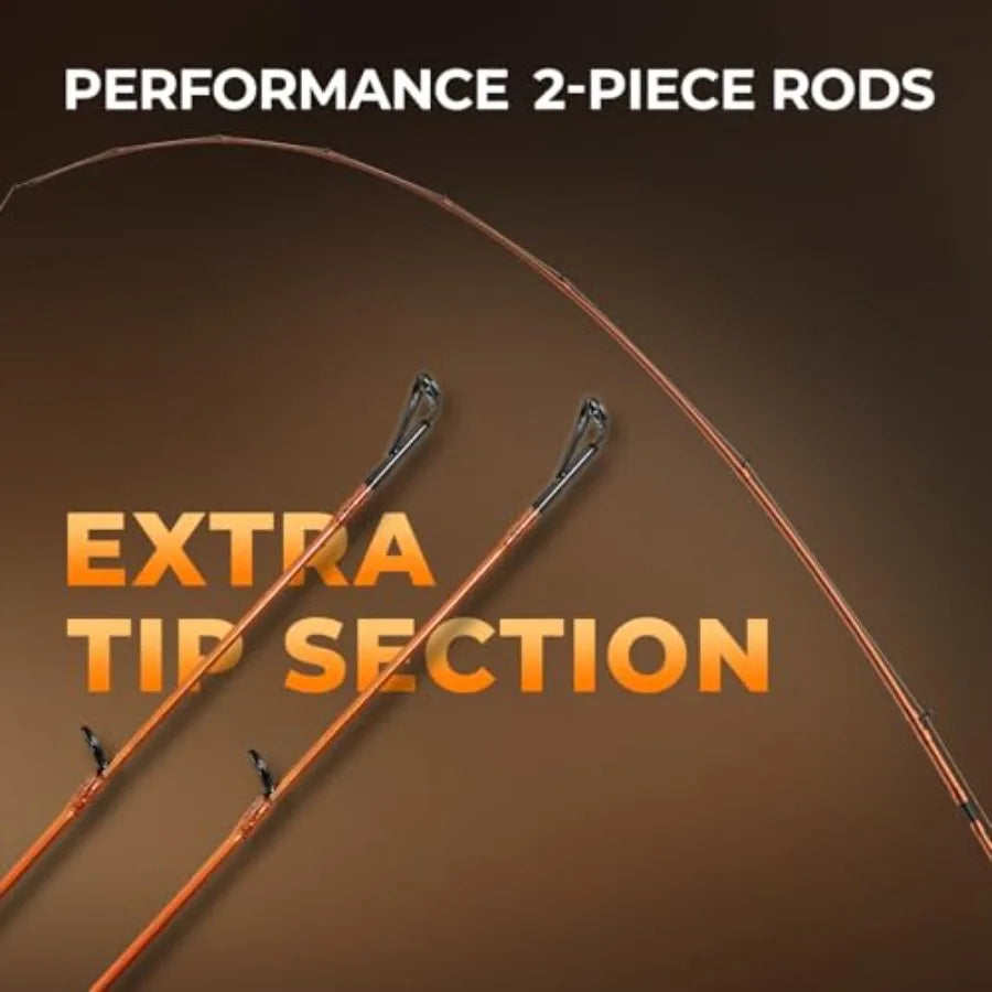 Fishing Rod and Reel Combo, Spinning & Baitcaster Combo, with Backup Tip Section, Stainless-Steel Guides,Cast-6'10" Mh-rt Handed