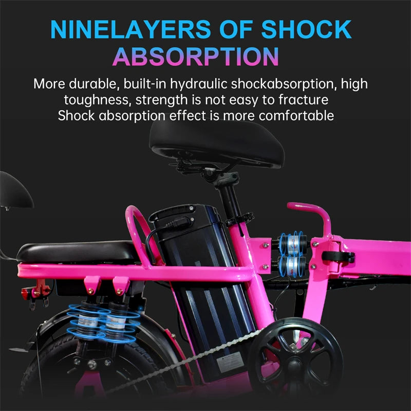 Adult Folding Electric Bike 25 MPH 48V 20Ah Removable Battery Commuting Folding Ebike for Adult Teens with Two Seats