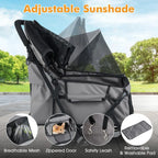 Double Pet Stroller Foldable Double Dog Stroller with 2-Seater Carrier Adjustable Sunshade Removable Pad Safety Belt Storage Ba