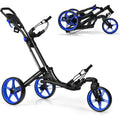 Adjustable 3-Wheel Folding Golf Trolley for Clubs with Swivel Front Wheel and Compact Design