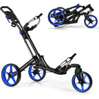 Adjustable 3-Wheel Folding Golf Trolley for Clubs with Swivel Front Wheel and Compact Design
