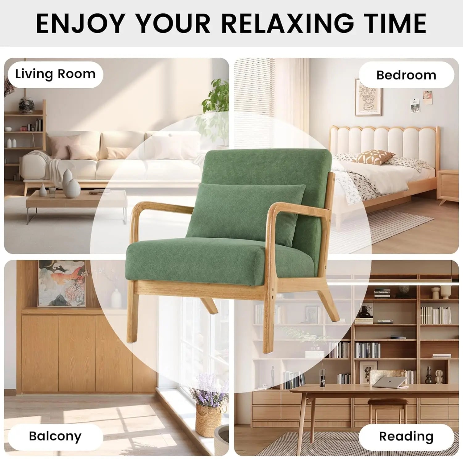 Accent Chair Set of 2 with Pillow Upholstered Mid-Century Chair Living Room Chair for Small Space Solid Wood Frame, Customized