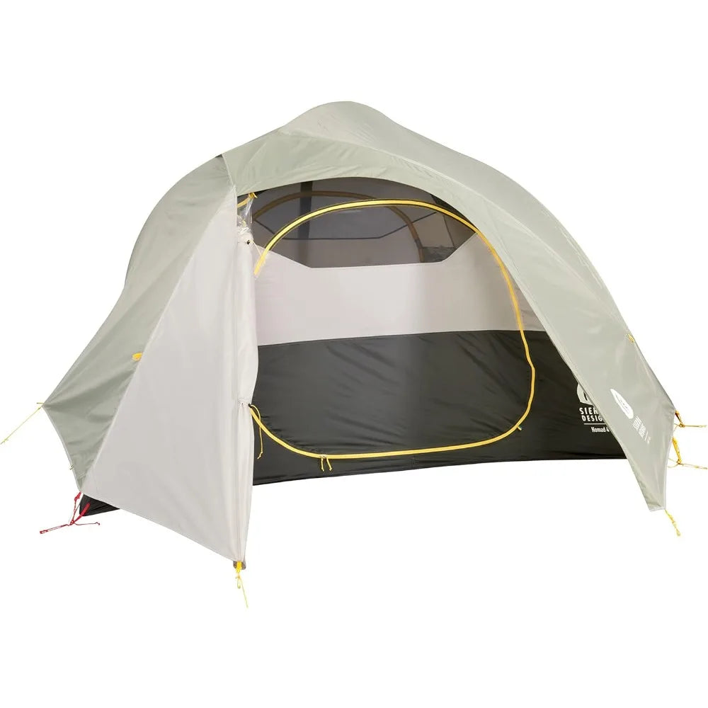 Sierra Designs Nomad 4-Person Tent with Dual Doors and Two Vestibules - Luxury Camping and Festival Shelter with Included Burrit