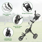 3 Wheel Golf Push Cart Ultra Lightweight Smallest Folding Size New-Version Scorecard Holder