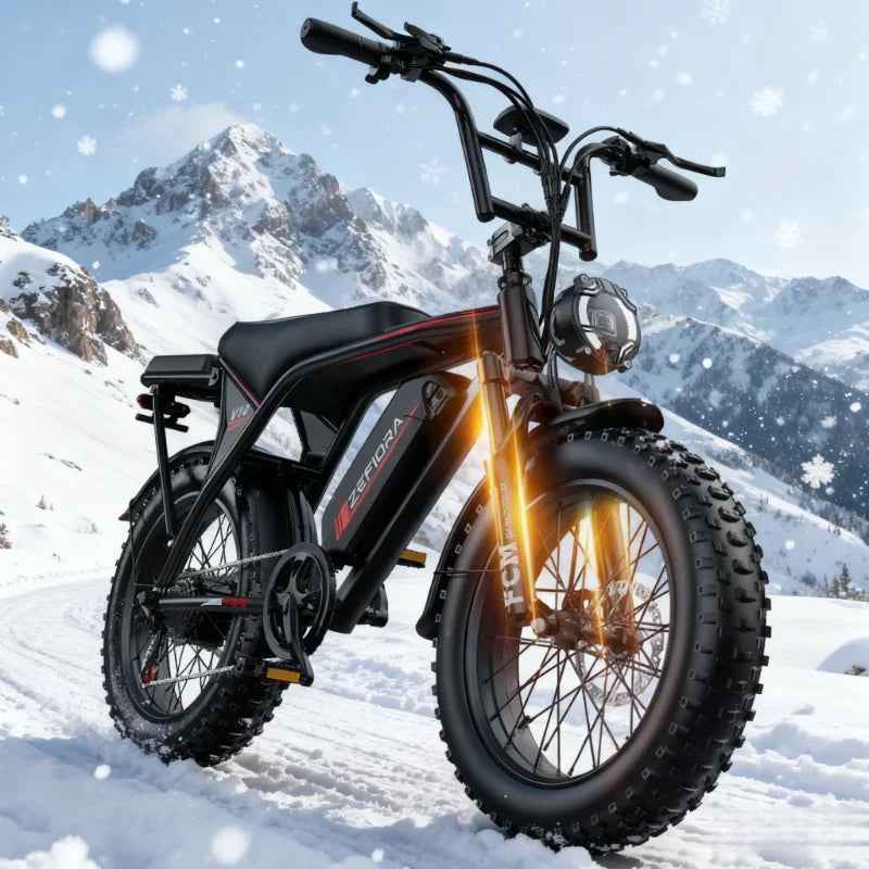 Zefiora V10 Snow Electric Bike,800w 20 Inches 48v Battery Fat Tire Electric Bicycle,free Local Shipping E Bike Factory Original
