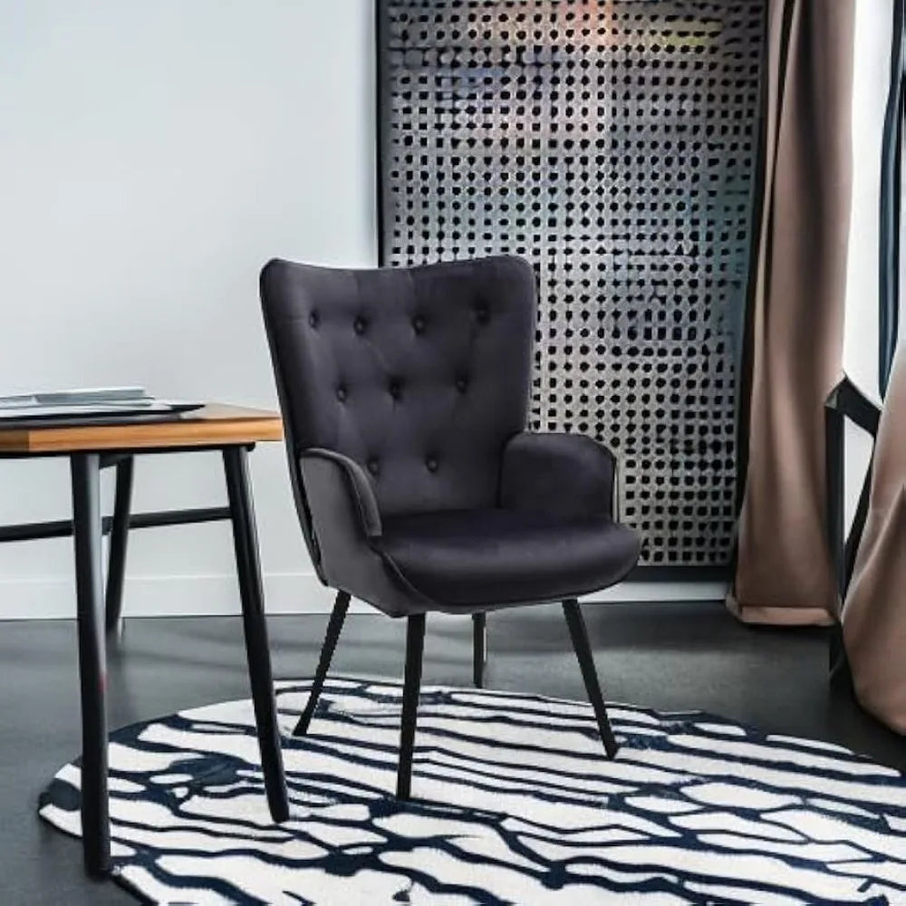 Mid Century Modern Velvet Accent Chair: Comfortable Armchair for Living Room, Ideal for Leisure and Guest Seating