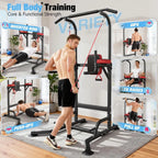 Power Tower Pull Up Bar Station for Home Gym Strength 450LBS Pull Up Dip Station Assistive Trainer Height Adjustable with Elast