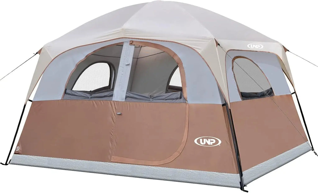 Tents 6 Person Waterproof Windproof Easy Setup,Double Layer Family Camping Tent with 1 Mesh Door & 5 Large Mesh Windows