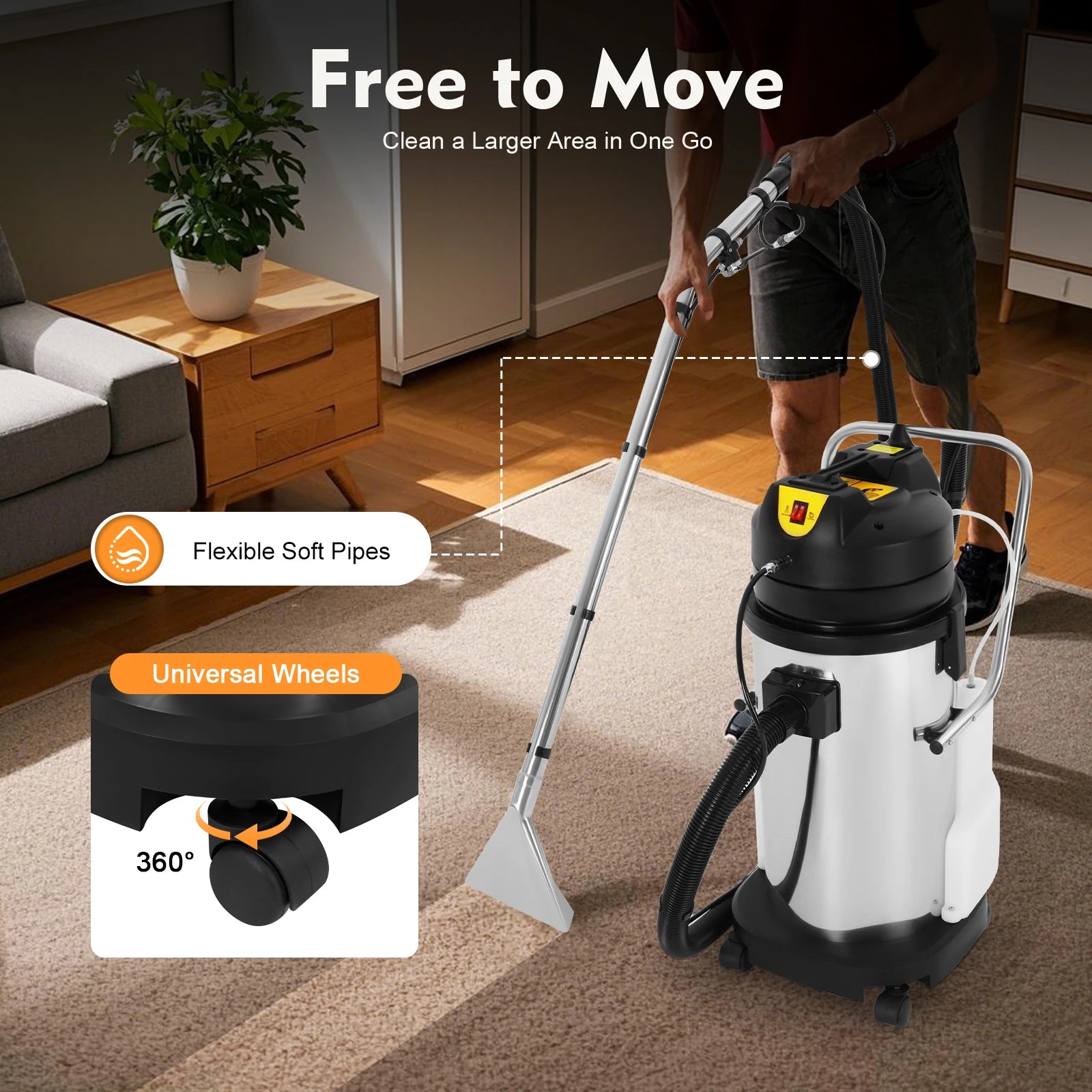 Powerful 40L Carpet Cleaning Machine & Floor Vacuum Cleaner, 110V Professional Heavy-Duty for Home Commercial Use