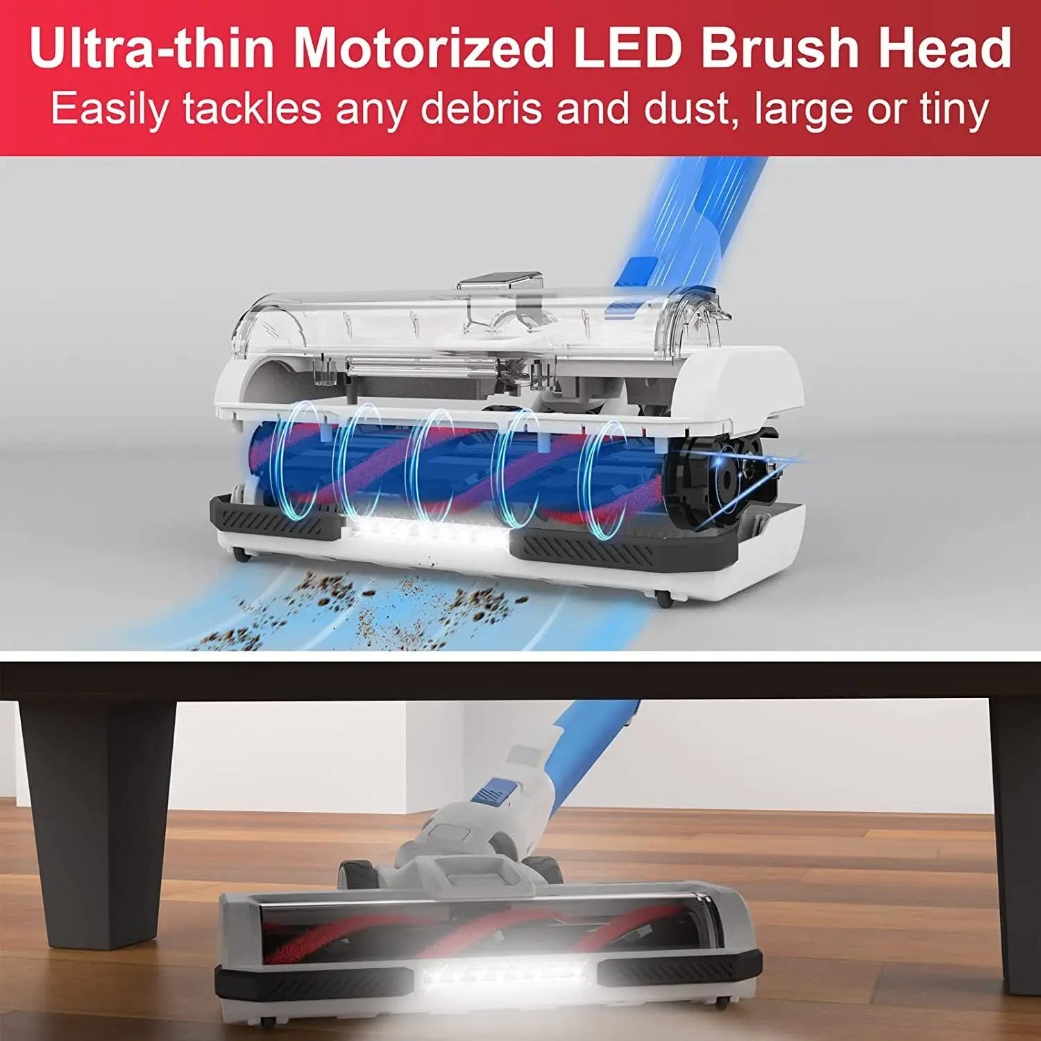 Poweart V80 30KPa Stick Cordless Vacuum Cleaner Up to 45min Runtime 8-in-1 Stick Vac for Hardwood Floor Pet Hair Home Appliance