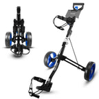 Lightweight Folding Golf Trolley with Adjustable Brackets and Elastic Strap for Bag Storage