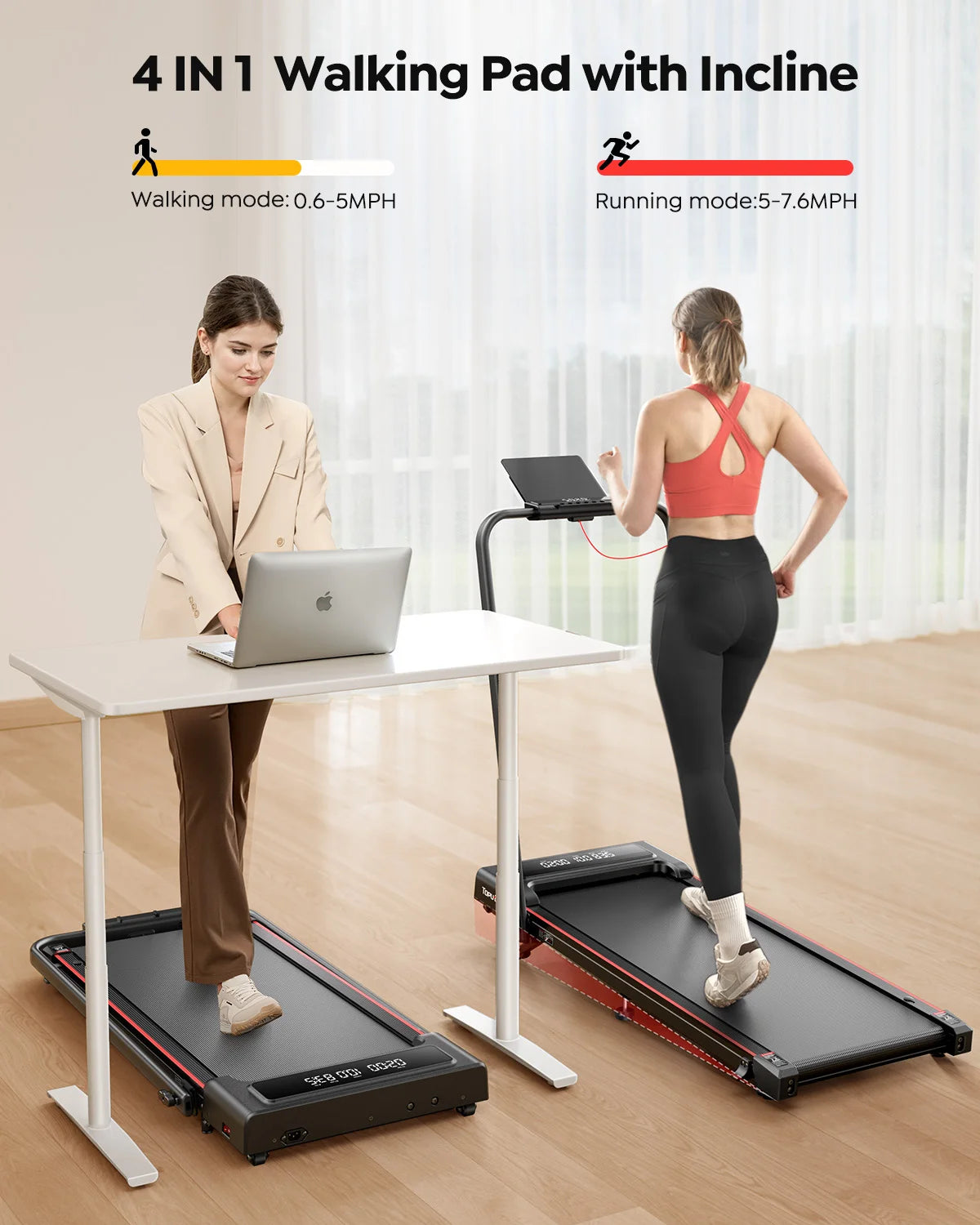 Toputure 4-in-1 Treadmill – 12 km/h, 9% Incline, Foldable, 2.5 HP, Remote Control, Dual LED Display, Space-Saving – For Home