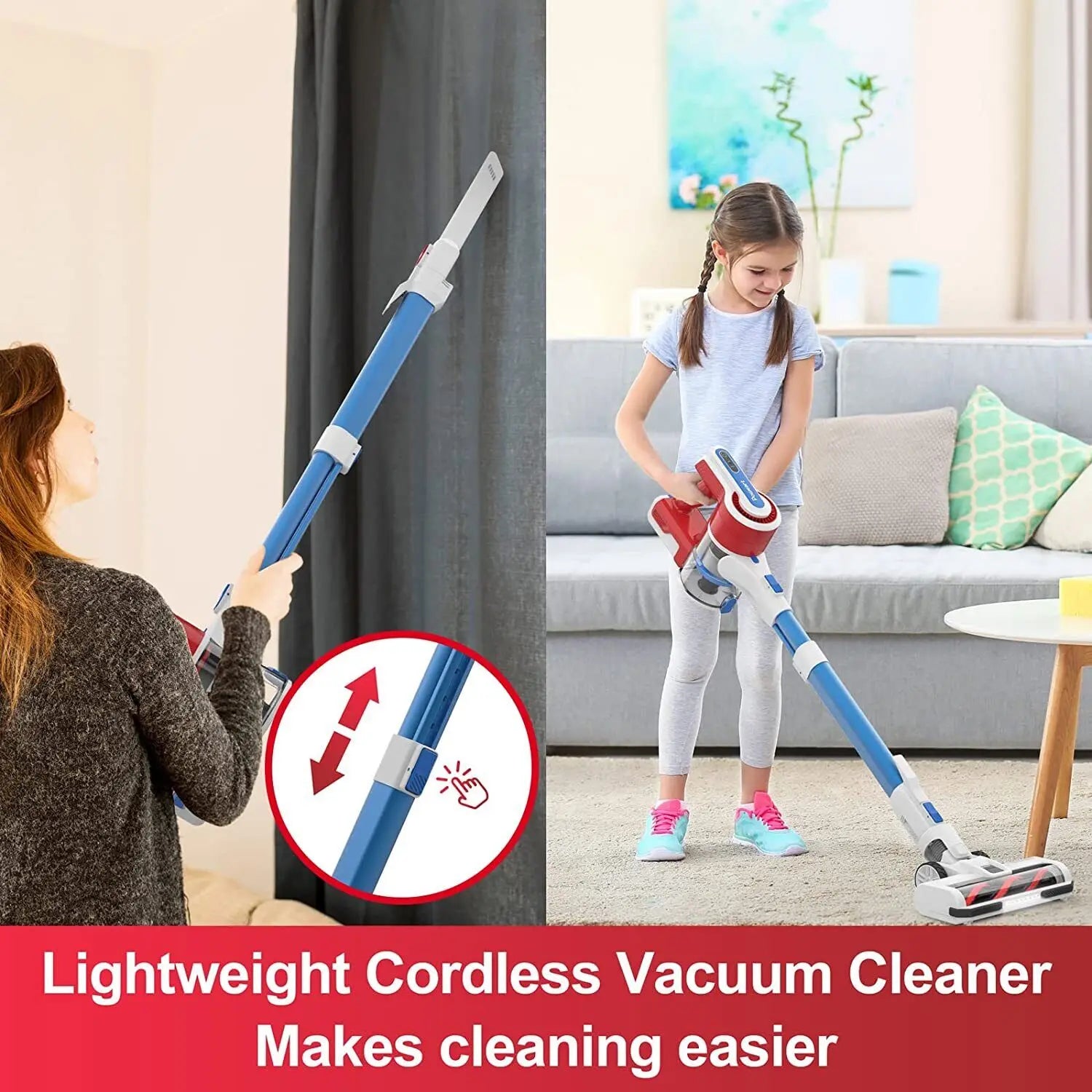 Poweart V80 30KPa Stick Cordless Vacuum Cleaner Up to 45min Runtime 8-in-1 Stick Vac for Hardwood Floor Pet Hair Home Appliance