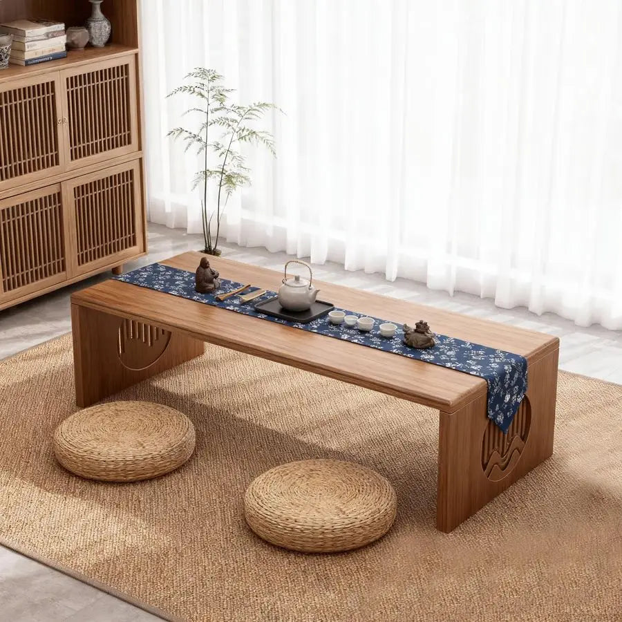 Folding Coffee Table, Low Coffee Table for Sitting on The Floor, Japanese Floor Table No Assembly Small Coffee Tables for Living