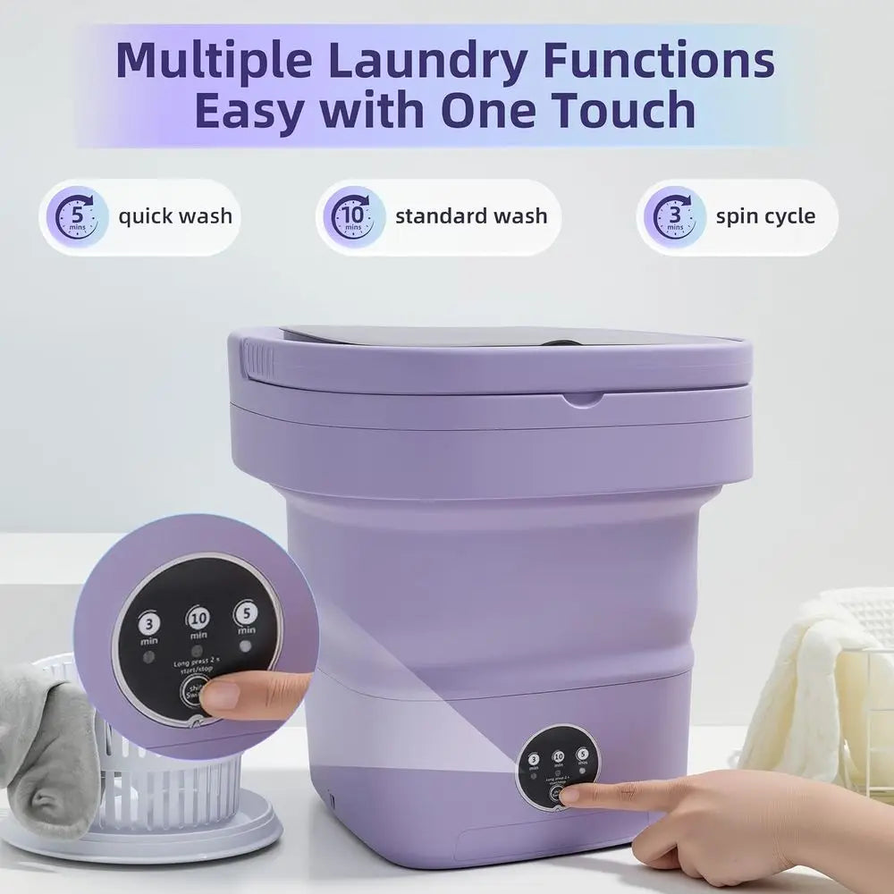 16L Portable Washing Machine with Spin Basket, Ideal for Baby Clothes, Underwear, Socks, Collapsible Design for Camping, Hotels