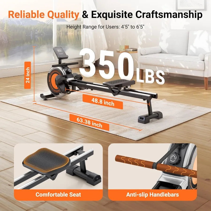 Rowing Machines for Home Use Rowing Machine Max 350 LBS Magnetic Rower with 16 Levels of Workout Resistance Dual Slide Rail Blu