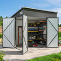 7.5'x4' Triple-Door Outdoor Storage Shed with Lockable Doors, Ideal for Tools, Cycles, and Garden Equipment (Black)