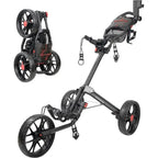 15.3 Lightweight Foldable Golf Push Cart with EVA Wheels, Foot Brake, Adjustable Handle, Umbrella and Drink Holders, Scorecard S