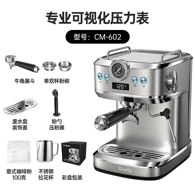 Coffee machine household small 20Bar concentrated retro, semi-automatic steam milk foam integrated