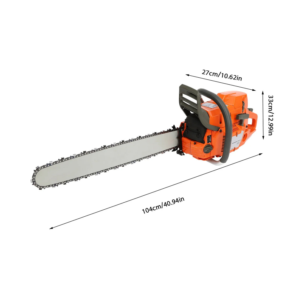 3.4KW/3.9KW Gasoline Power Chain Saws 24 inch Guide Bar 2 Cycle Gas Chainsaw Farm Garden Cutting Wood Crankcase Hand Pull Start