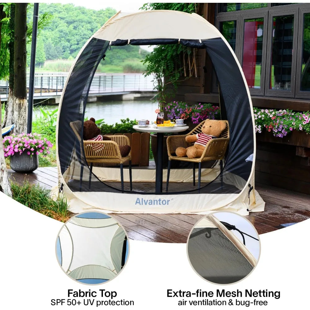 Screen House Gazebo, Pop Up Igloo Screened Canopy Tent with Mosquito Netting Sides, Instant UV Resistant Sun Shelter for Garden